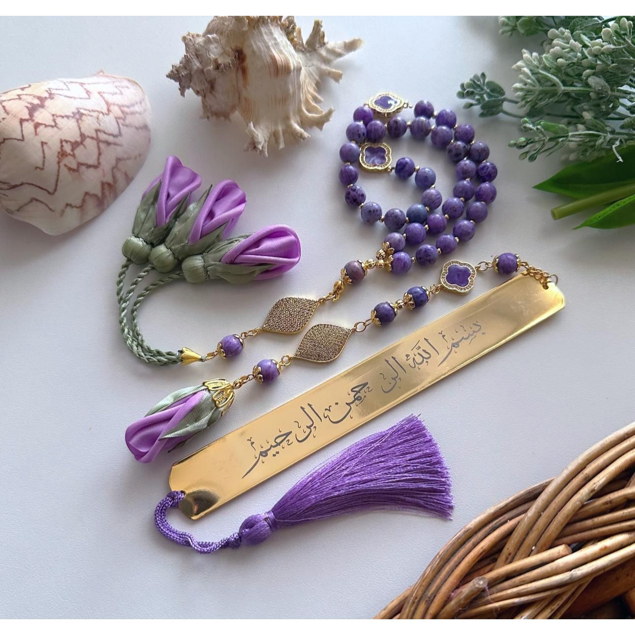 Rosary - Purple Roses - Bookmark