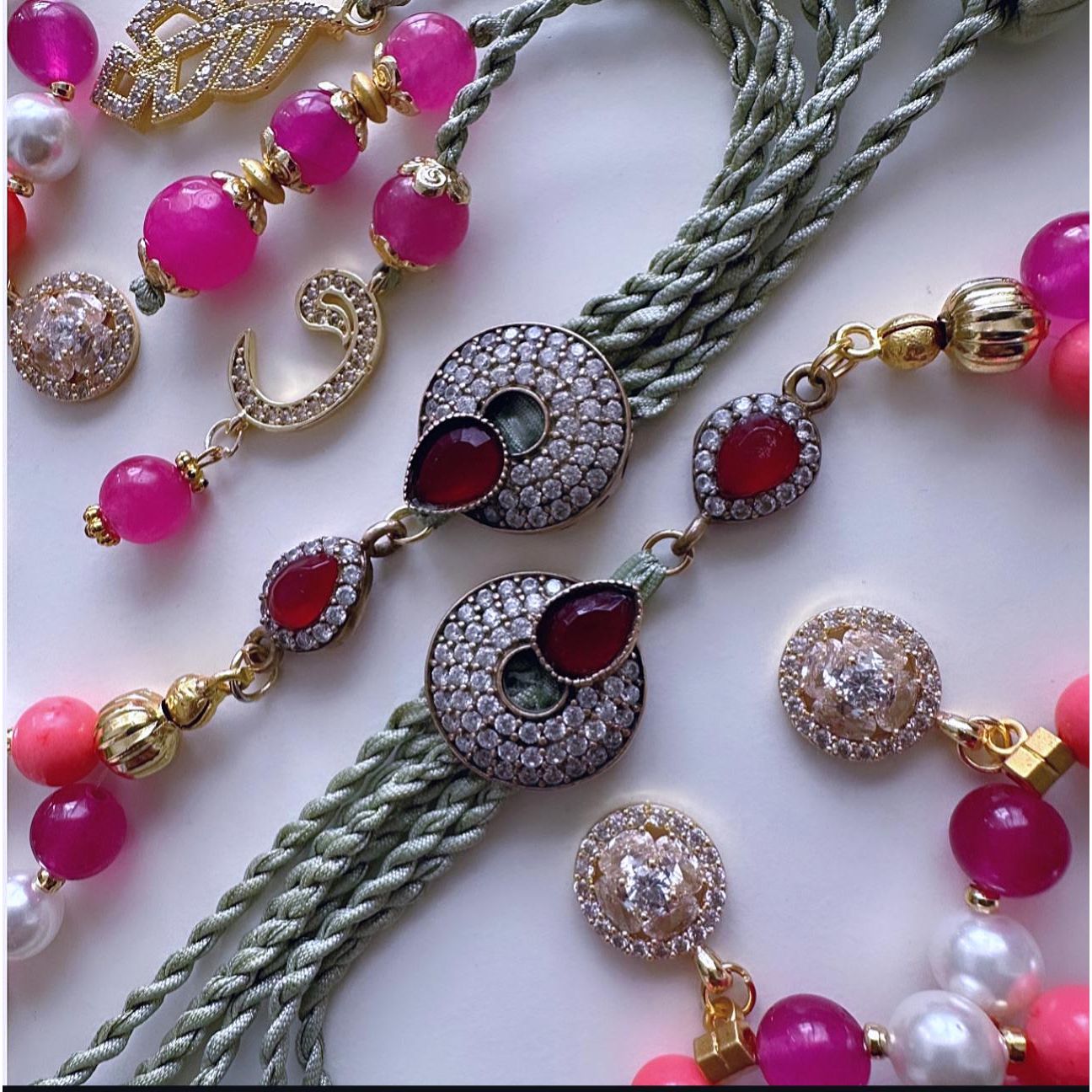 Rosary - Pearl , Coral and Agate -Roses