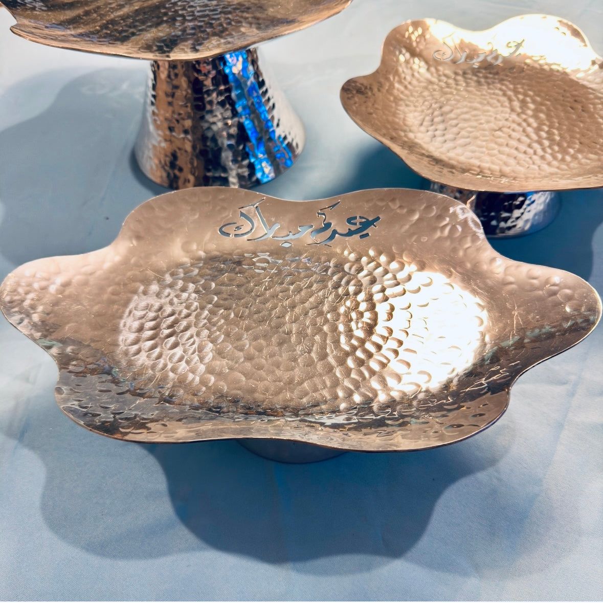 3 - Eid Mubarak - Scalloped Serving Tray - Silver