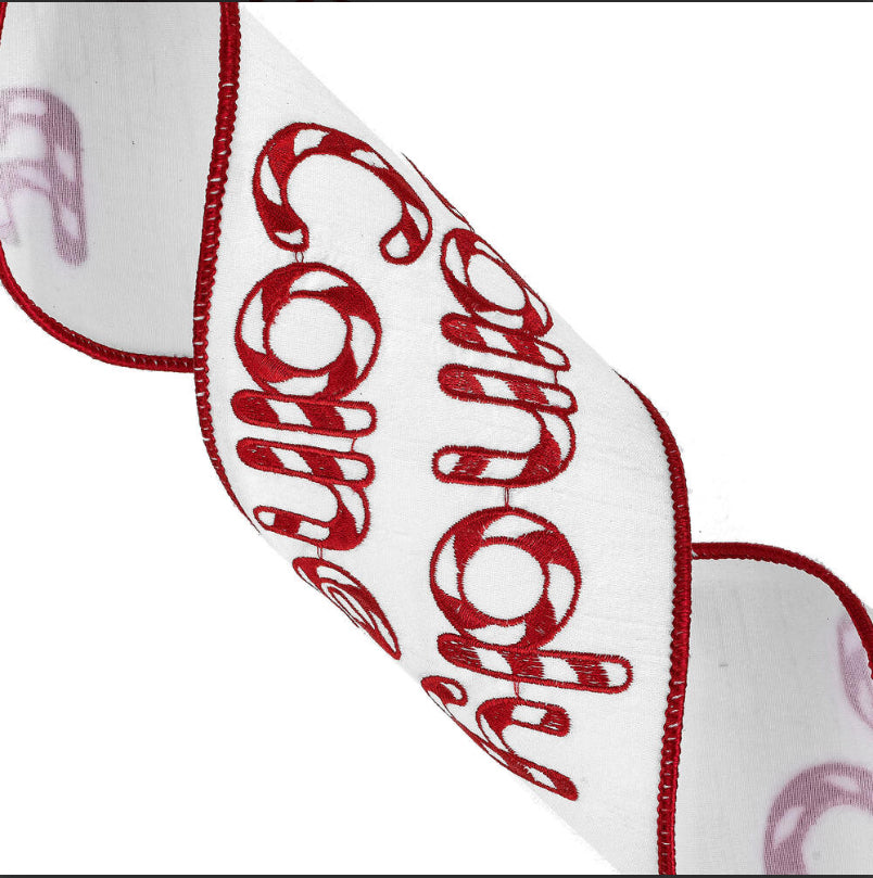 White Candy Cane Ribbon
