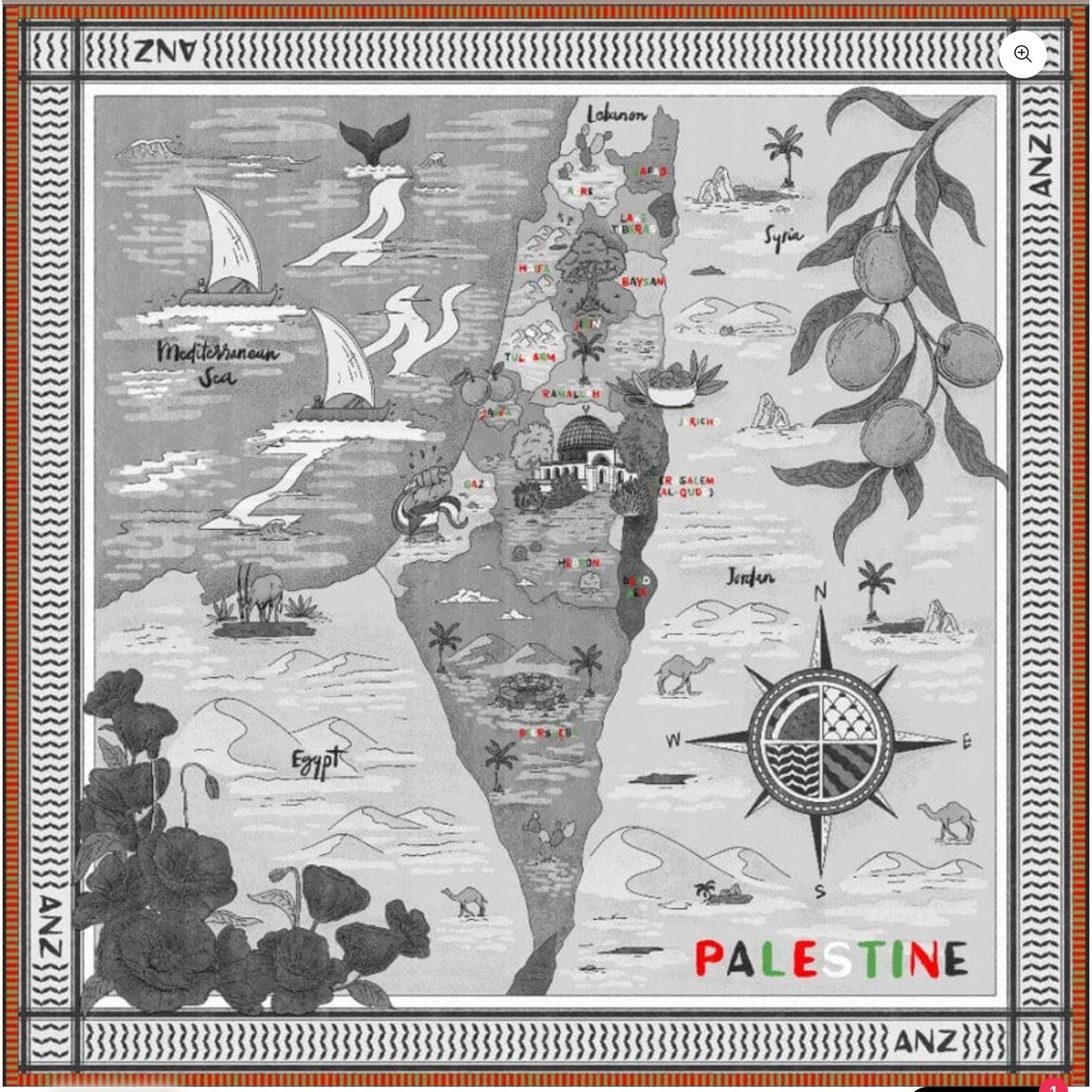 MAP OF PALESTINE CASHMERE SHAWL ๐