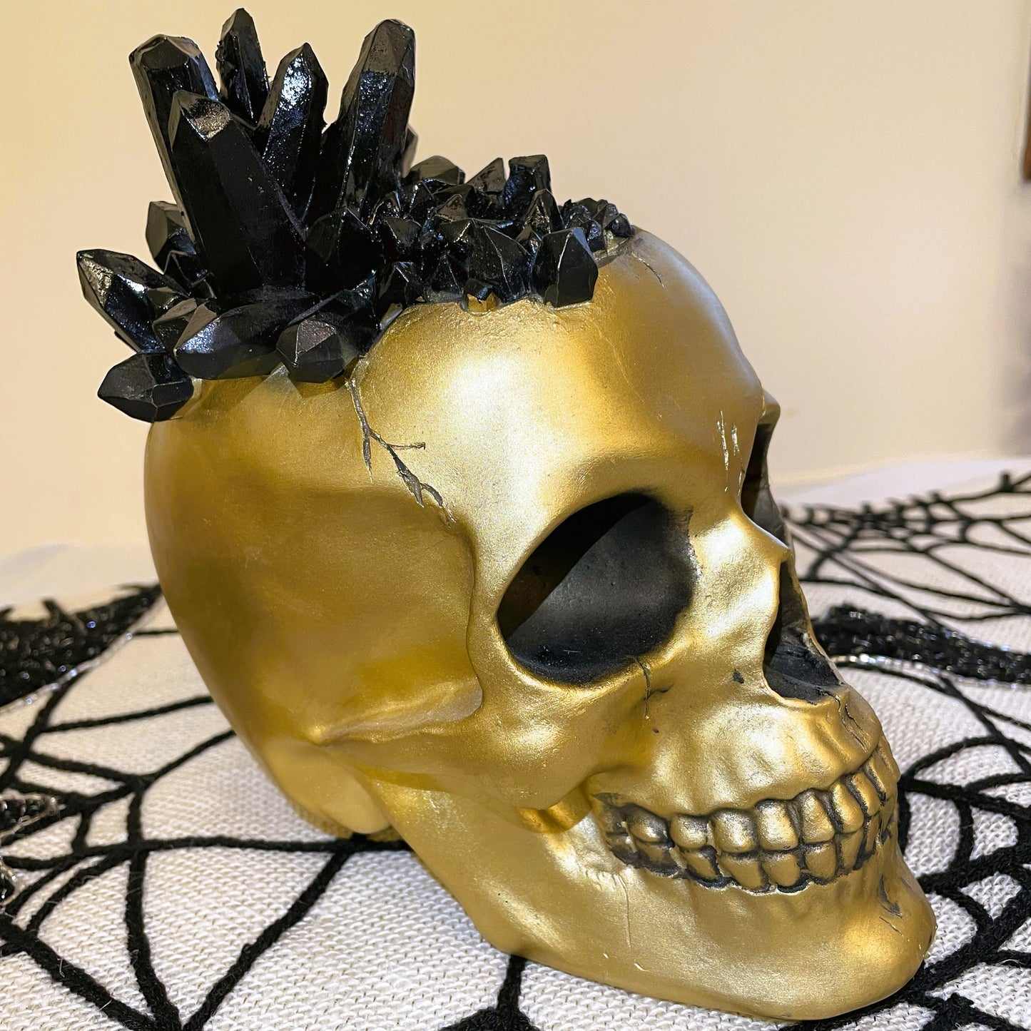 Gold Skull with Crystal Shards