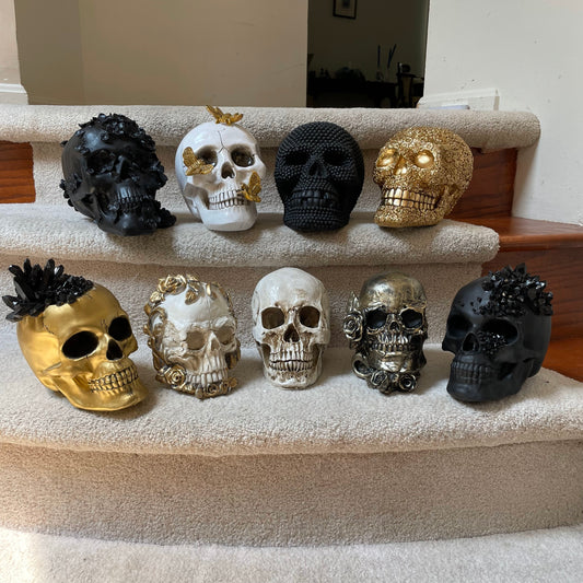 Black Skull with Crystal Shards