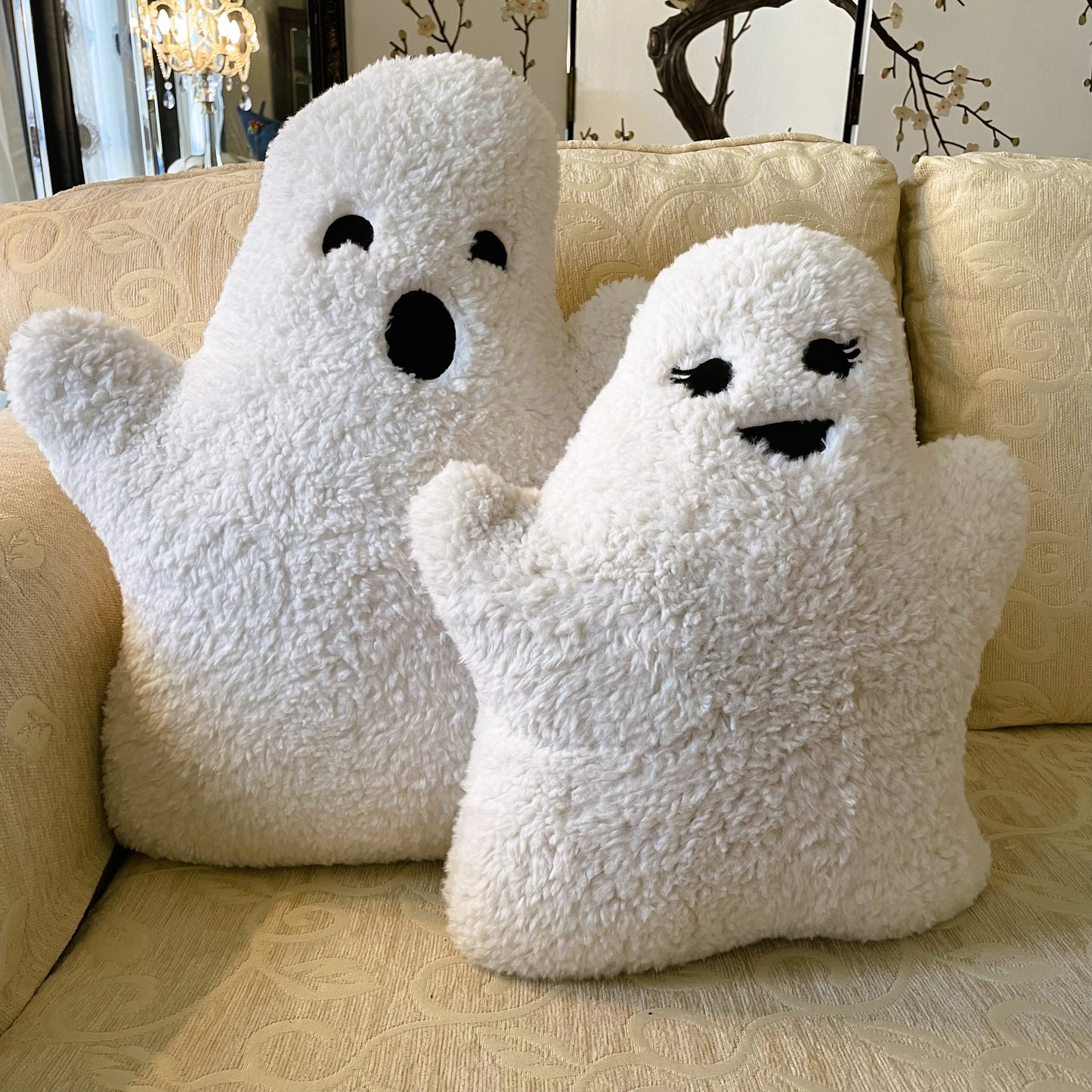 Bright Pink Ghost Pillow