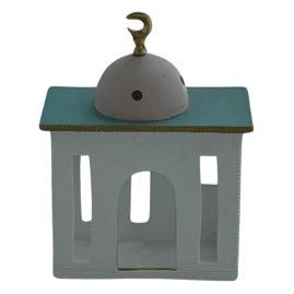 2 - Ceramic Masjid - White & Grey - Small