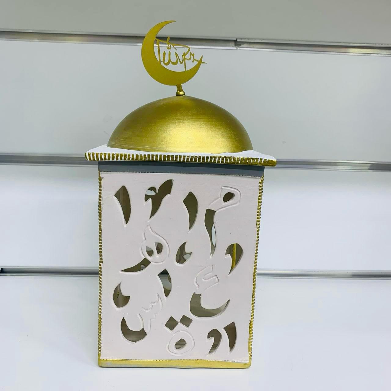 Ceramic Masjid Pink, White ,Grey and Gold Deco