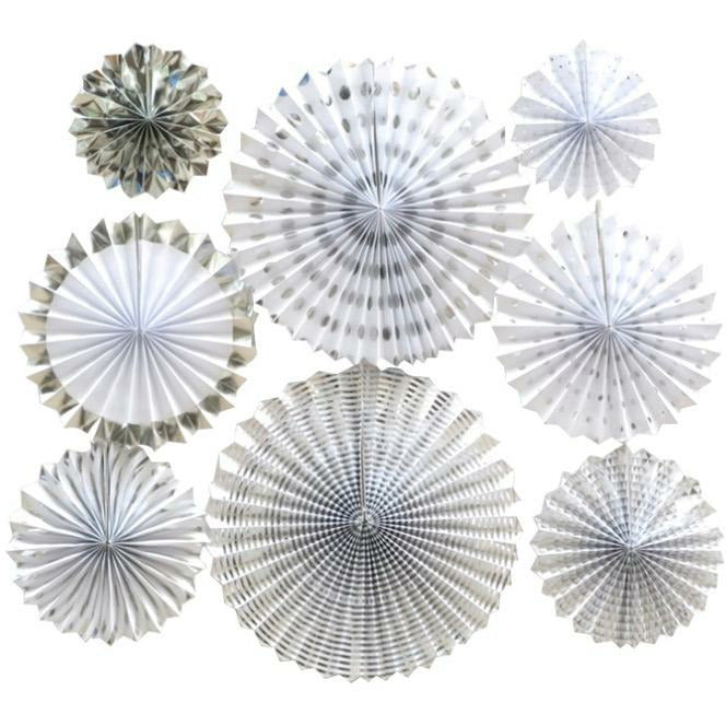 Paper Wall Fans - White & Silver