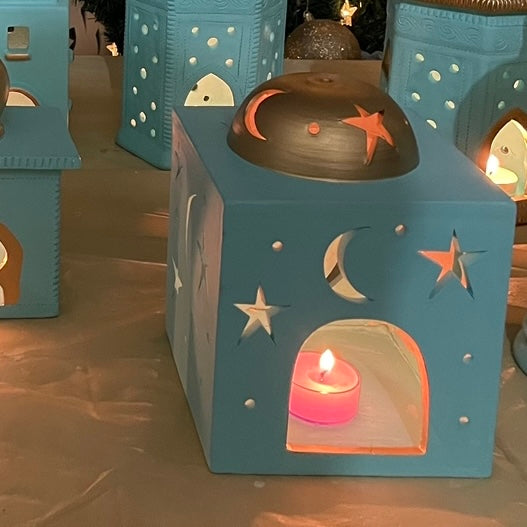 Square Clay Mosque - Blue