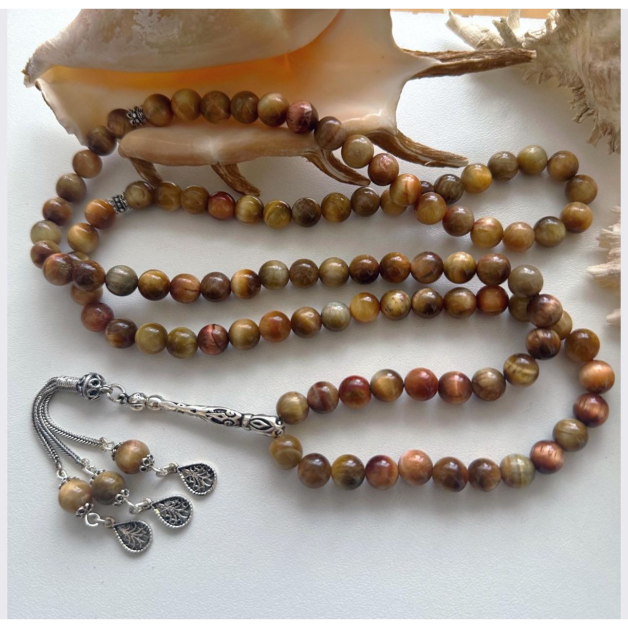 Rosary - Tiger eye -Real Silver