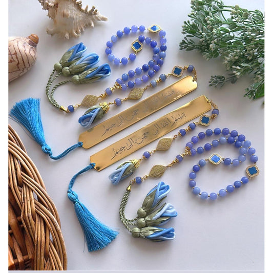 Rosary - Light blue Roses - Bookmark