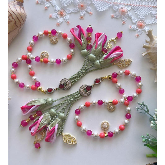 Rosary - Pearl , Coral and Agate -Roses