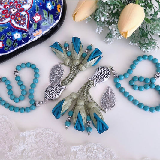 Rosary - Turquoise - Roses