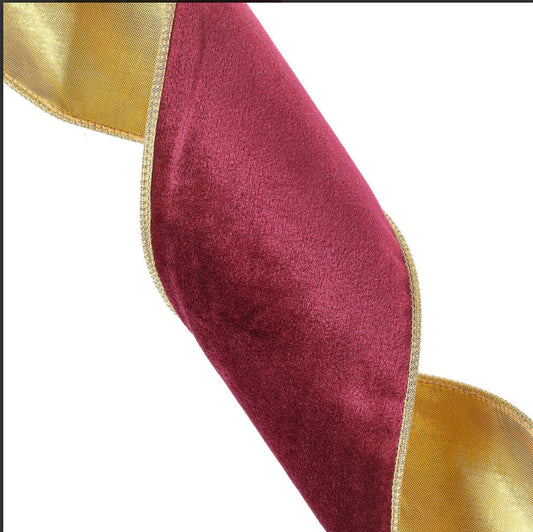 Burgundy/Gold Velvet Ribbon