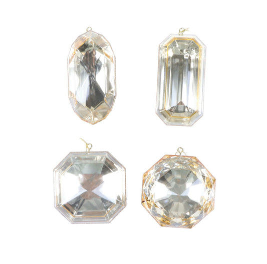 Champagne Jewel Glitter Ornament Assortment