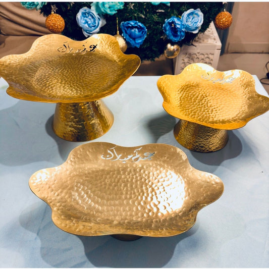 3 - Eid Mubarak - Scalloped Serving Tray - Gold