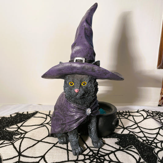 Halloween Cat with Hat and Cauldron