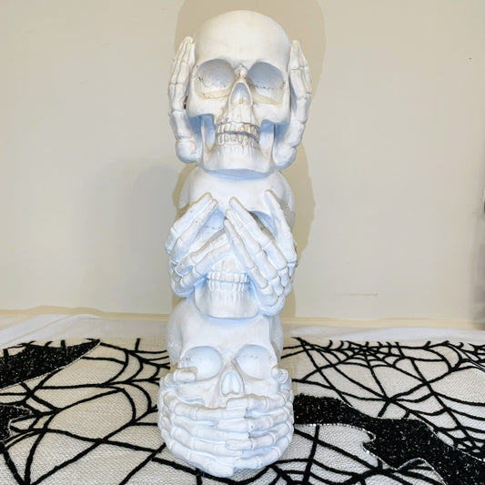 Hear No Evil See No Evil Skull Table Tower