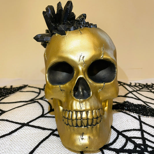 Gold Skull with Crystal Shards