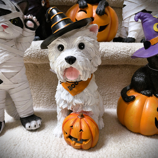 Halloween Dog with Pumpkin