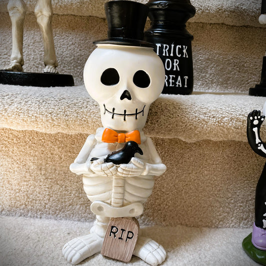 Skeleton with Crow and Top hat