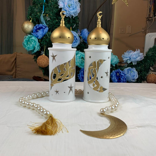 Ceramic and Glazed Moon & Star Ramadan Deco