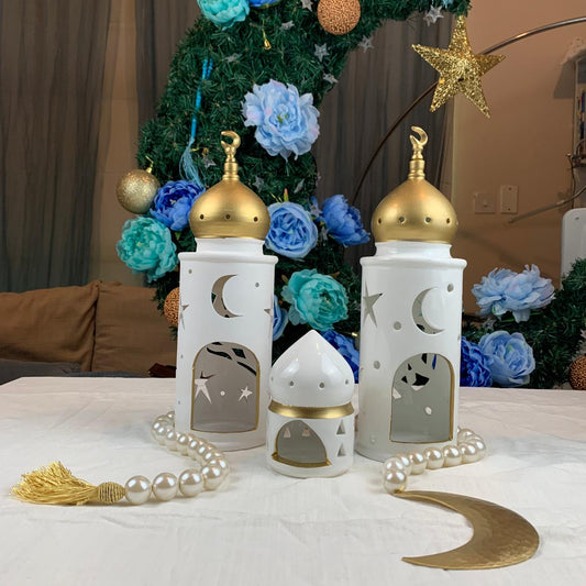 Ceramic and Glazed Moon & Star Ramadan Deco