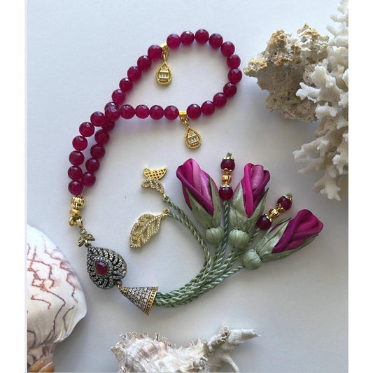Rosary -Maroon - Roses