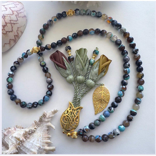 Rosary - Agate - Roses