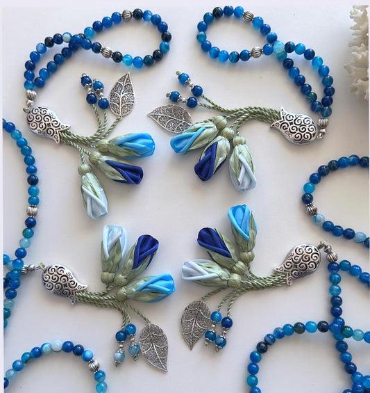 Rosary - Agate Blue - Roses