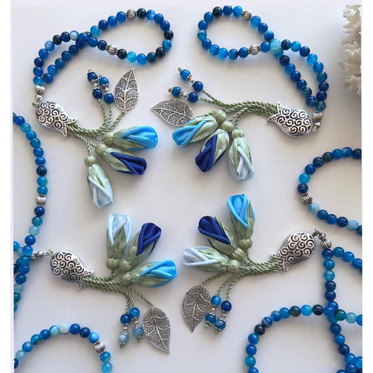 Rosary - Agate Blue - Roses