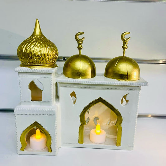 Square Mosque-Gold top with Arabic letters
