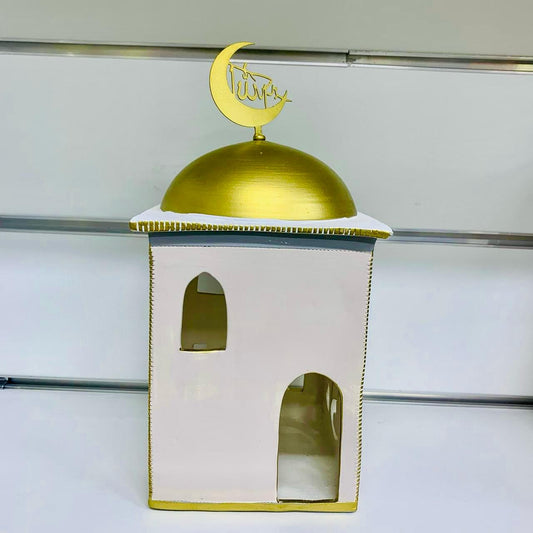 Ceramic Masjid Pink, White ,Grey and Gold Deco