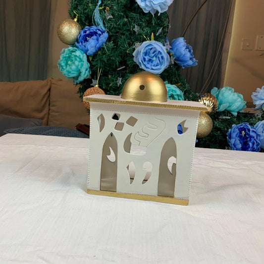 2 - Ceramic Masjid White & Gold small square