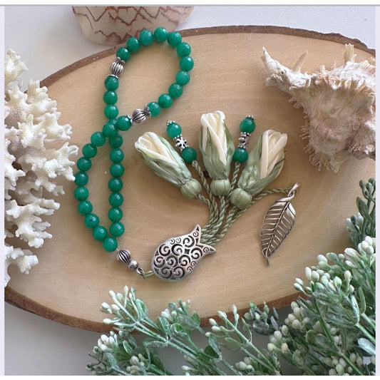 Rosary - Green - Roses