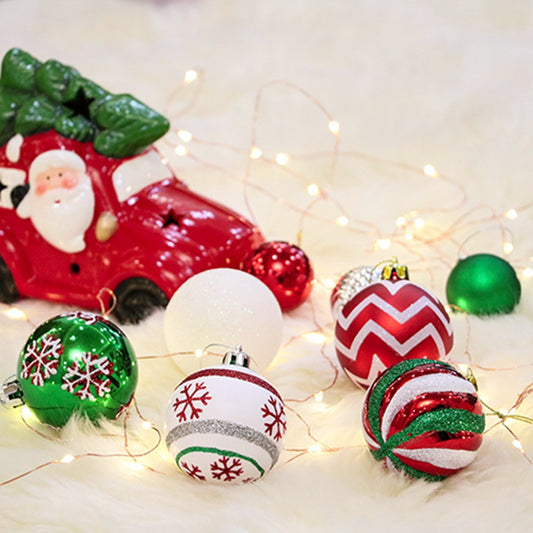 Red, Green and White Christmas Ornaments - 30 Piece 6cm