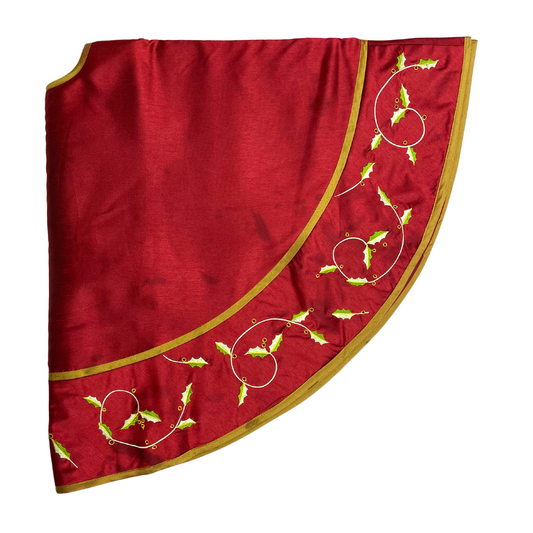 Red Embroidered Tree Skirt