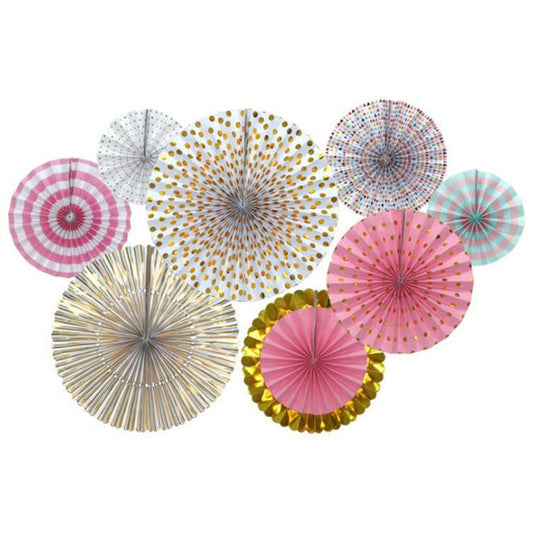 Paper Wall Fans - Pink & White