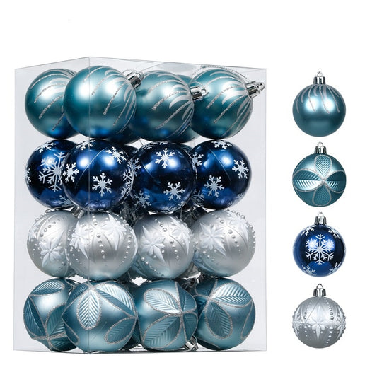 Blue and Silver Christmas Ornaments - 24 pieces 6cm