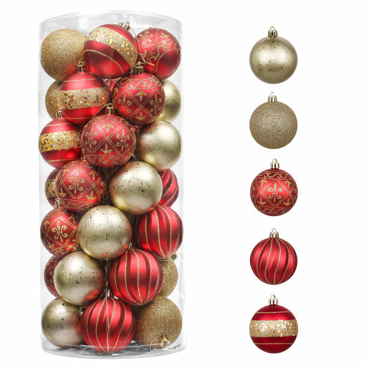 Red and Gold Christmas Ornaments - 35 Pieces 7 cm