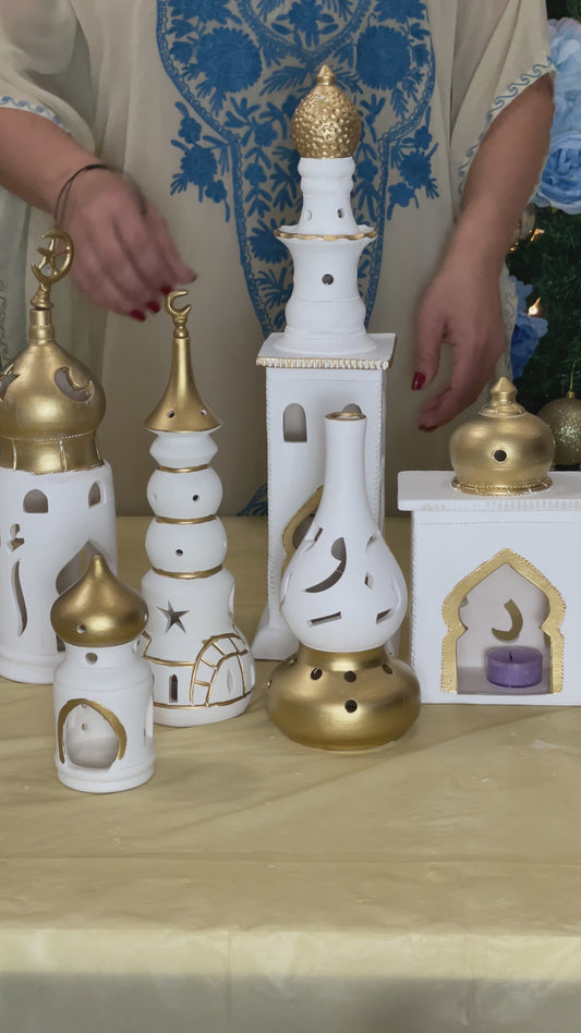 Large Noor Minoret - Gold and White