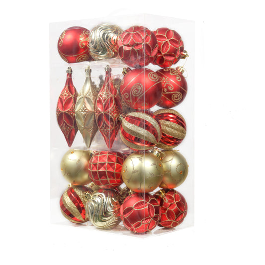 Red and Gold Christmas Ornaments Set - 40 Piece