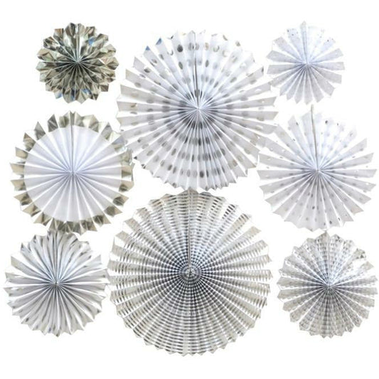 Paper Wall Fans - White & Silver