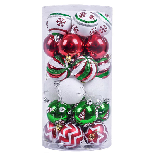 Red, Green and White Christmas Ornaments - 30 Piece 6cm