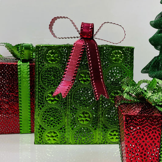 Green and Red Metallic Gift Box