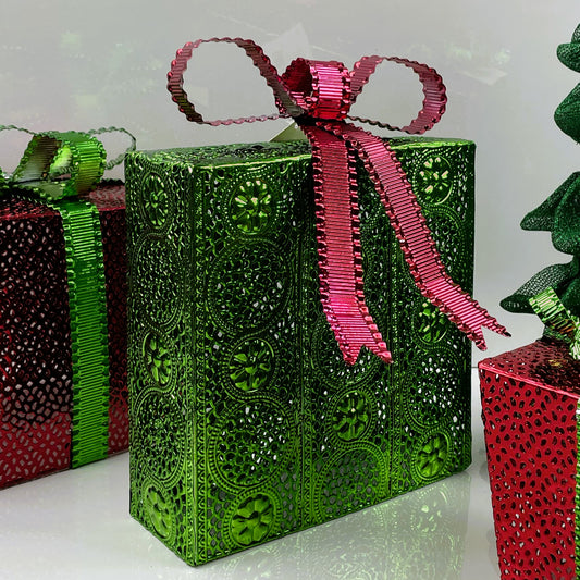Green and Red Metallic Gift Box