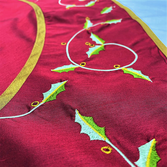 Red Embroidered Tree Skirt