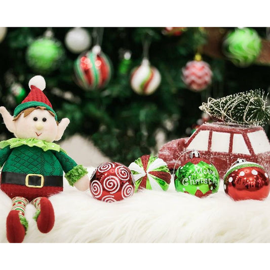 Red Green and White Christmas Ornaments - 9 Piece 6cm