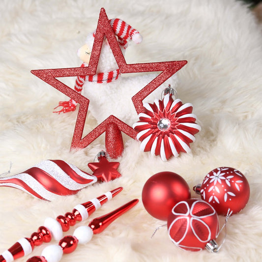 Red and White Christmas Ornaments - 100 Pieces