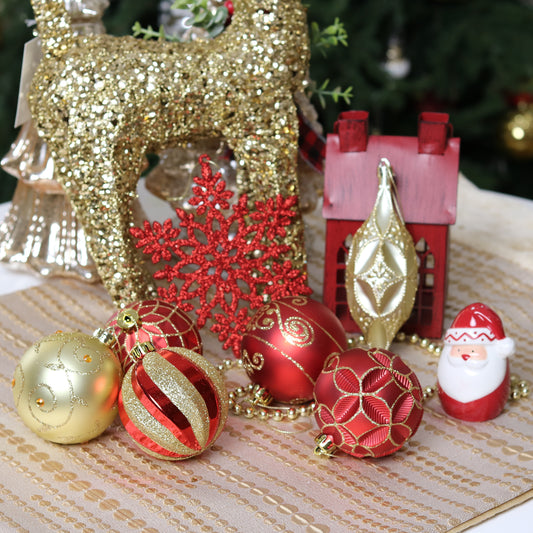 Red and Gold Christmas Ornaments Set - 40 Piece