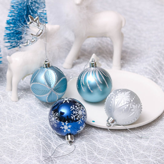 Blue and Silver Christmas Ornaments - 24 pieces 6cm